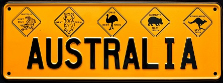 Closeup,Of,A,Souvernir,Australia,Number,Plate,With,Five,Australian